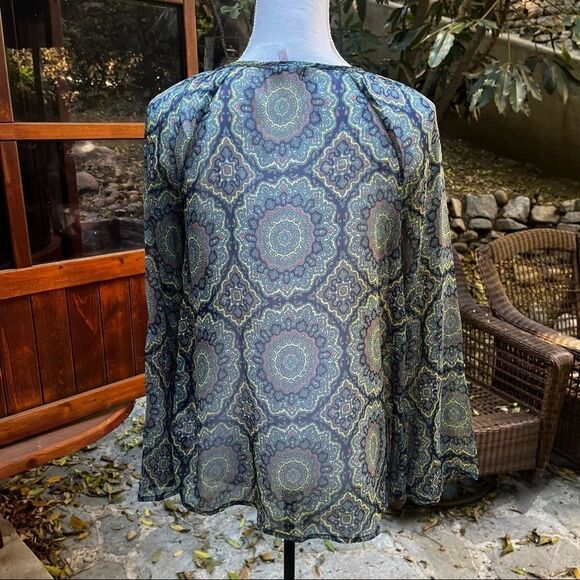 O’NEILL SHEER LONG SLEEVE TIE NECK BLOUSE SIZE SMALL - Picture 9 of 13